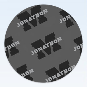 Your Name or Business Name   Modern Masculine Grey Classic Round Sticker