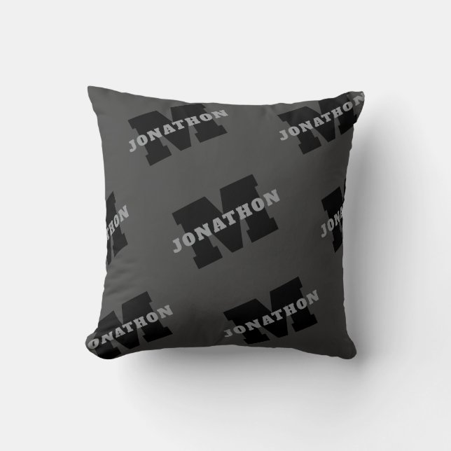 Your Name or Business Name | Modern Masculine Grey Cushion (Front)