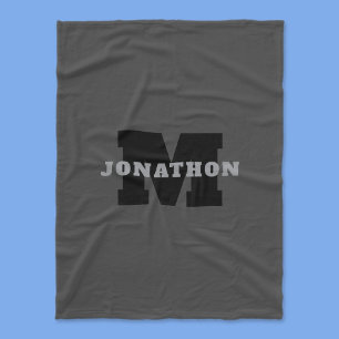 Your Name or Business Name   Modern Masculine Grey Fleece Blanket