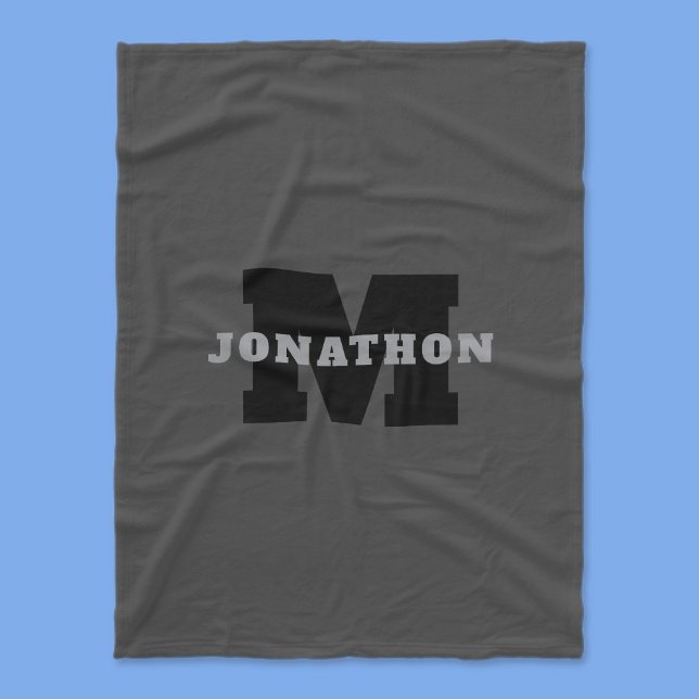 Your Name or Business Name | Modern Masculine Grey Fleece Blanket (Creator Uploaded)
