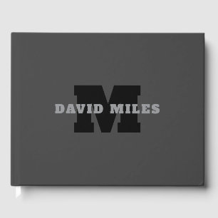Your Name or Business Name   Modern Masculine Grey Guest Book