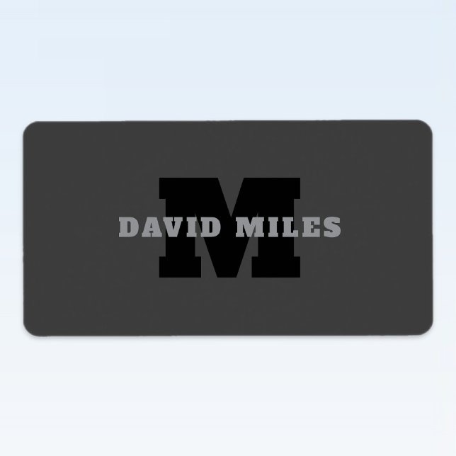 Your Name or Business Name | Modern Masculine Grey Label (Creator Uploaded)