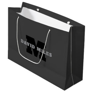 Your Name or Business Name Modern Masculine Grey Large Gift Bag