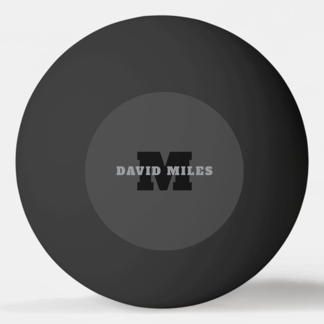 Your Name or Business Name | Modern Masculine Grey Ping Pong Ball (Front)