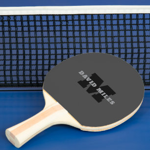 Your Name or Business Name Modern Masculine Grey Ping Pong Paddle