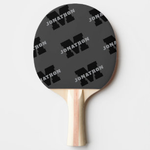 Your Name or Business Name Modern Masculine Grey Ping Pong Paddle