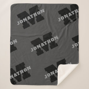 Your Name or Business Name   Modern Masculine Grey Sherpa Blanket