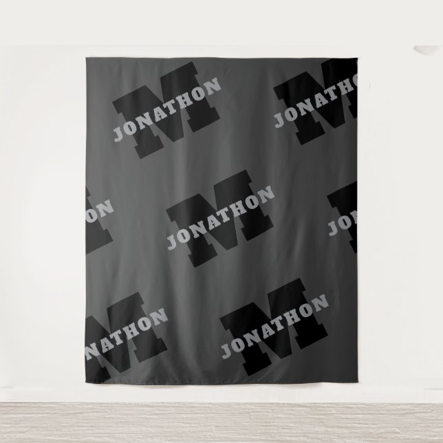Your Name or Business Name | Modern Masculine Grey Tapestry (Front)