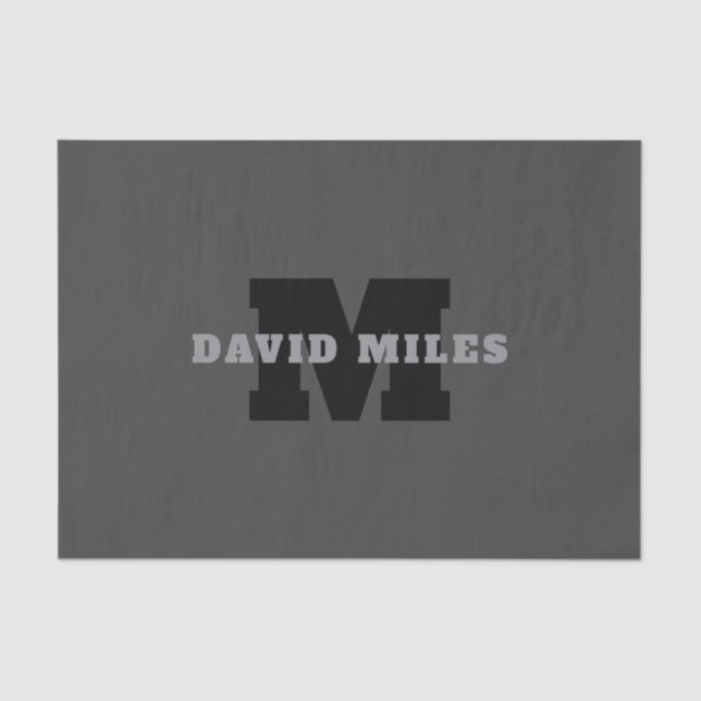 Your Name or Business Name | Modern Masculine Grey Tissue Paper (Front)