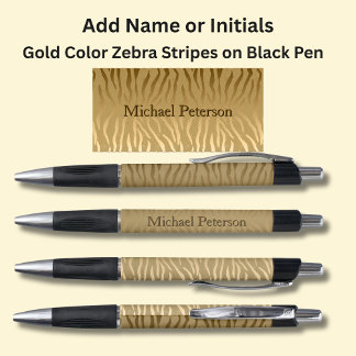 Your Name or Initials on Gold Zebra Stripes