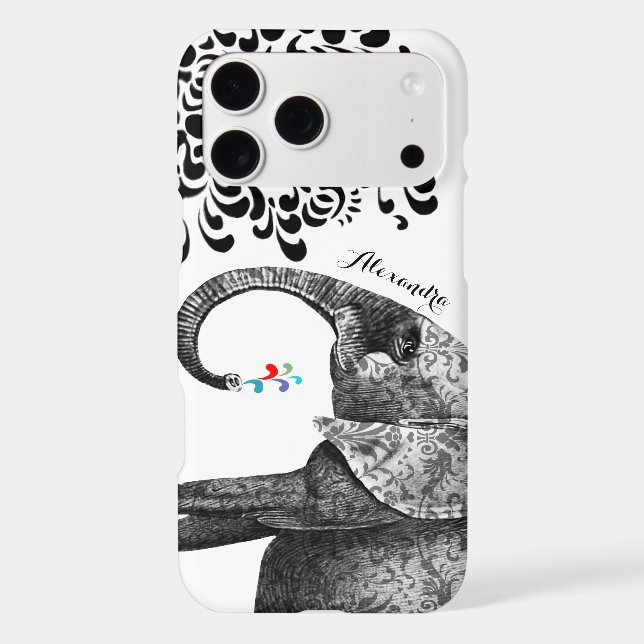 Your Name or Quote Black Hindi Pattern Elephant (Back)