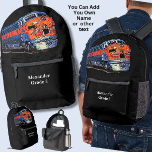 Your Name or Text - F7 Diesel Locomotive Printed Backpack