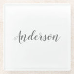 Your Name or Text | Fancy Elegant Script Glass Coaster<br><div class="desc">Your name or any other word in elegant calligraphy.</div>