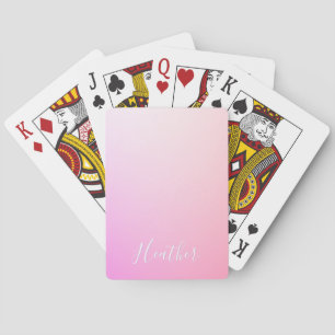 Your Name or Word Pink Ombre Gradation Playing Cards