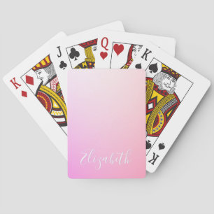 Your Name or Word Pink Ombre Gradation Playing Cards
