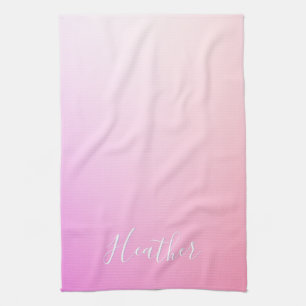 Your Name or Word   Pink Ombre Gradation Tea Towel