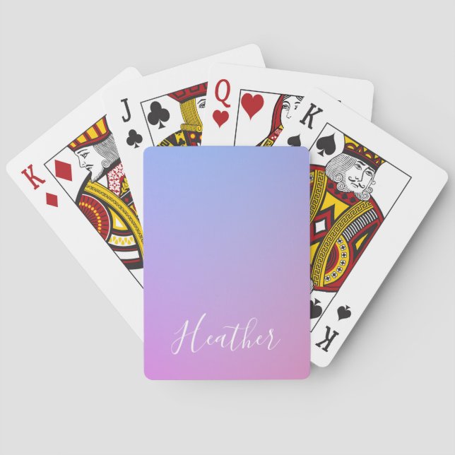 Your Name or Word | Purple Pink & Blue Gradient Playing Cards (Back)