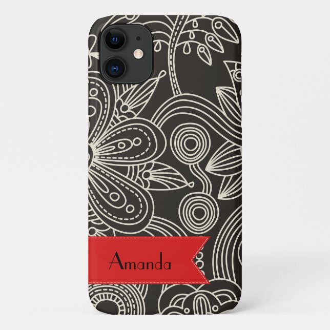 Your Name - Oriental Persian Paisley, Dots - Black Case-Mate iPhone Case (Back)