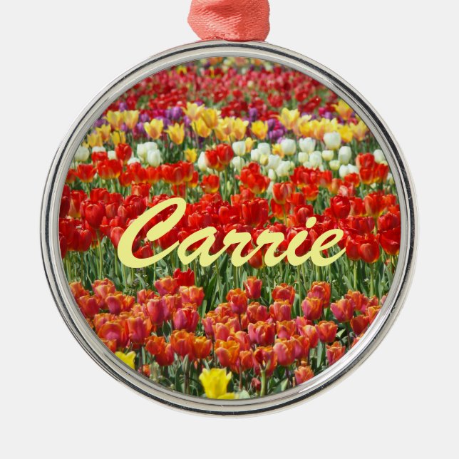 Your Name Ornaments custom Tulip Flowers (Front)