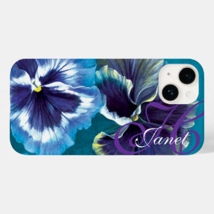 "Your name" pansy floral aqua iphone 4 case