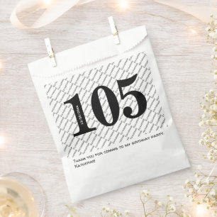 Your Name Pattern Bold Black Age 105 Number Date Favour Bags
