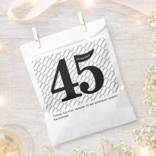 Your Name Pattern Bold Black Age 45 Number Date Favour Bags