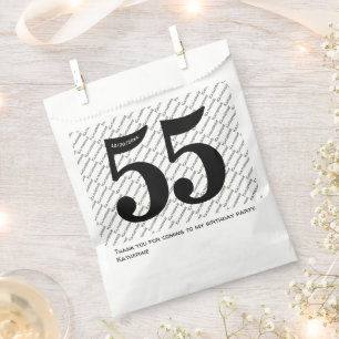 Your Name Pattern Bold Black Age 55 Number Date Favour Bags