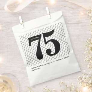 Your Name Pattern Bold Black Age Number Date Favour Bags
