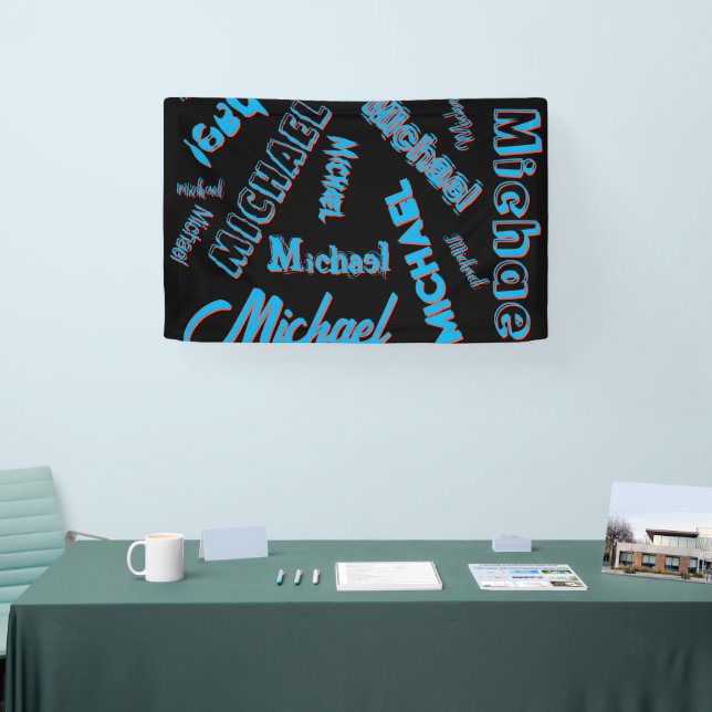 Your name pattern monogram blue red black colour banner (Tradeshow)