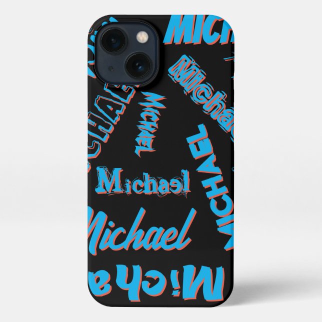 Your name pattern monogram blue red black colour iPhone case (Back)