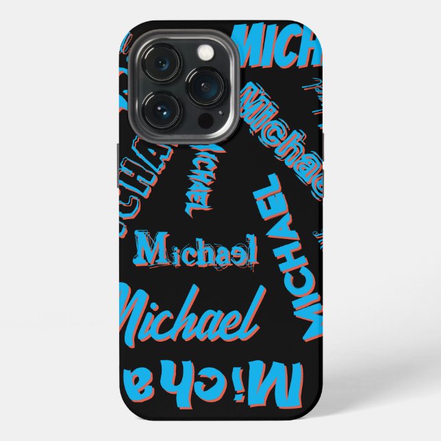 Your name pattern monogram blue red black colour iPhone case (Back)