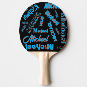 Your name pattern monogram blue red black colour ping pong paddle