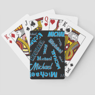 Your name pattern monogram blue red black colour playing cards