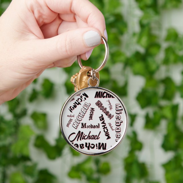 Your name pattern monogram rose color shadow key ring (Hand)
