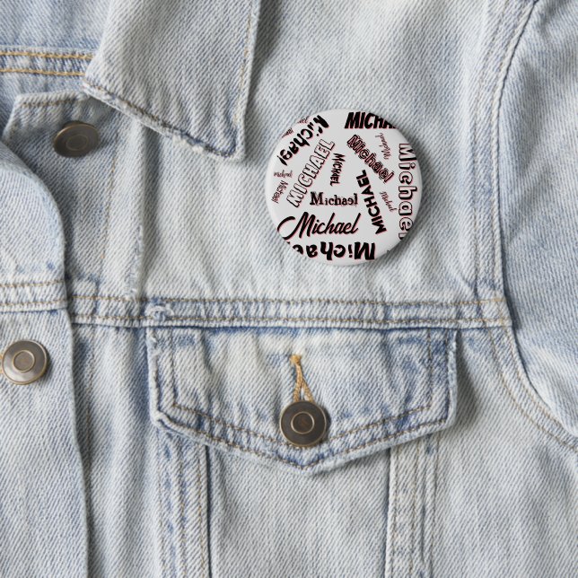 Your name pattern monogram rose colour shadow 6 cm round badge (In Situ)