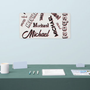 Your name pattern monogram rose colour shadow banner