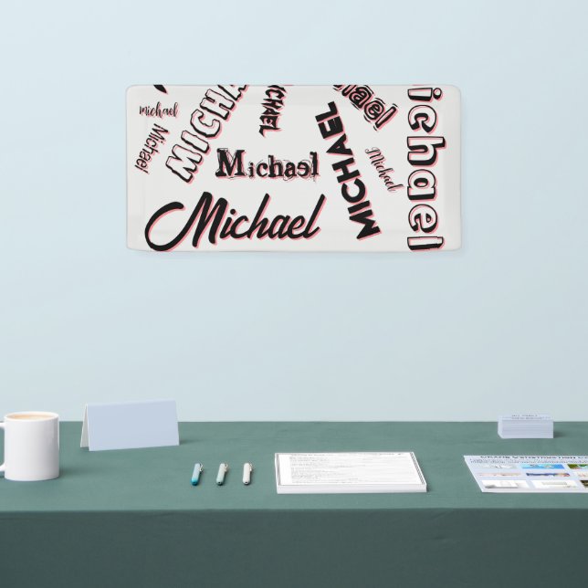 Your name pattern monogram rose colour shadow banner (Tradeshow)