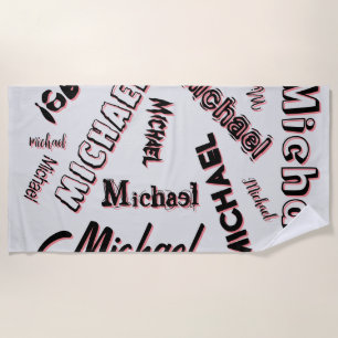 Your name pattern monogram rose colour shadow beach towel