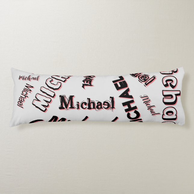 Your name pattern monogram rose colour shadow body cushion (Front)