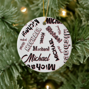Your name pattern monogram rose colour shadow ceramic tree decoration
