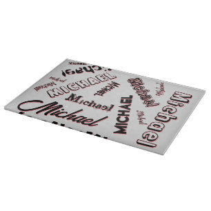 Your name pattern monogram rose colour shadow cutting board