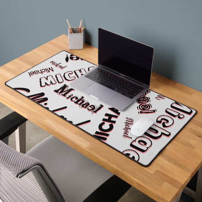 Your name pattern monogram rose colour shadow desk mat (Office 2)