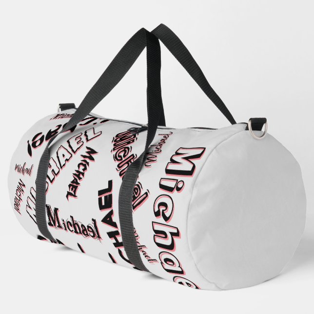 Your name pattern monogram rose colour shadow duffle bag (Left Corner)