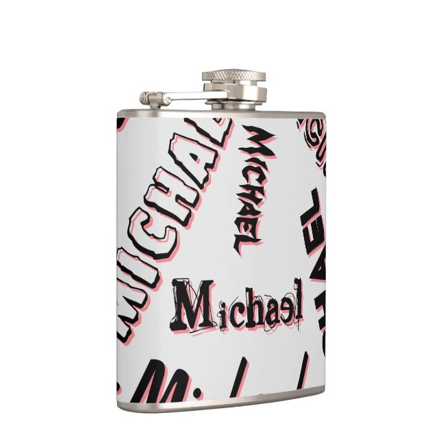 Your name pattern monogram rose colour shadow hip flask (Right)