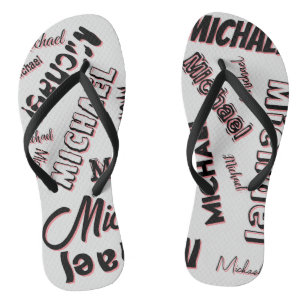 Your name pattern monogram rose colour shadow jandals