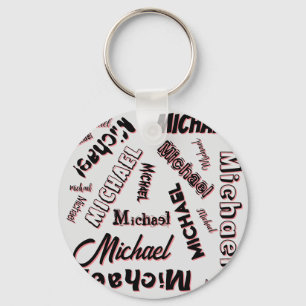 Your name pattern monogram rose colour shadow key ring