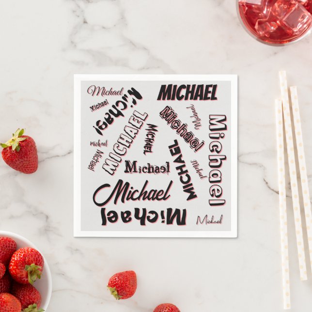Your name pattern monogram rose colour shadow napkin (Insitu)