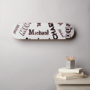 Your name pattern monogram rose colour shadow skateboard