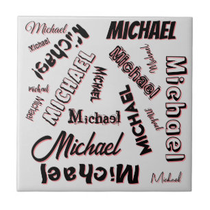 Your name pattern monogram rose colour shadow tile