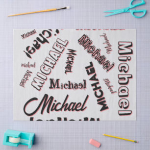 Your name pattern monogram rose colour shadow tissue paper